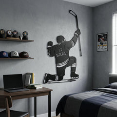 Custom Hockey Player Metal Sign