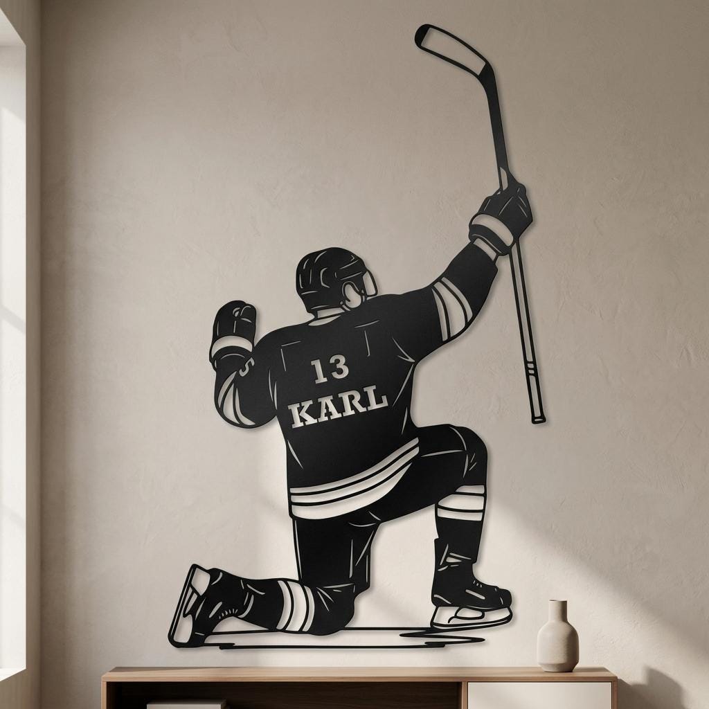 Custom Hockey Player Metal Sign