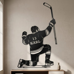 Custom Hockey Player Metal Sign