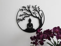 Tree of Life and Buddha Metal Wall Decor
