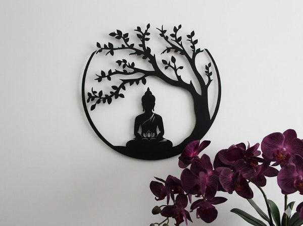 Tree of Life and Buddha Metal Wall Decor