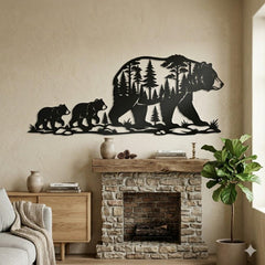 Bear Family Metal Wall Art