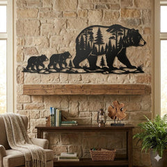 Bear Family Metal Wall Art