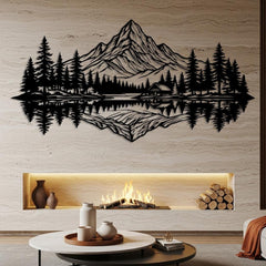Mountain Lake Reflection Metal Wall Art