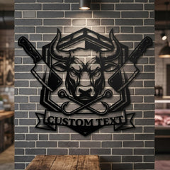 custom butcher metal sign