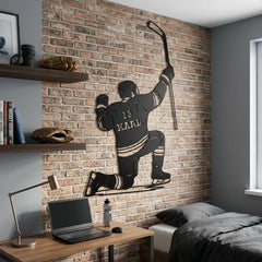 Custom Hockey Player Metal Sign