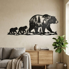 Bear Family Metal Wall Art