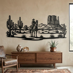 Western Cowboy Desert Metal Wall Art
