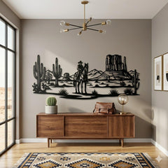 Western Cowboy Desert Metal Wall Art
