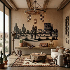 Western Cowboy Desert Metal Wall Art