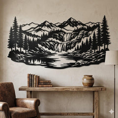 Mountain Waterfall Metal Wall Art