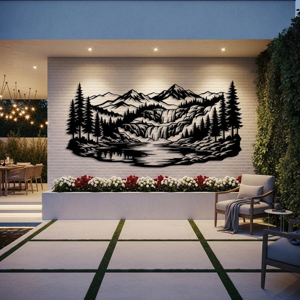 Mountain Waterfall Metal Wall Art