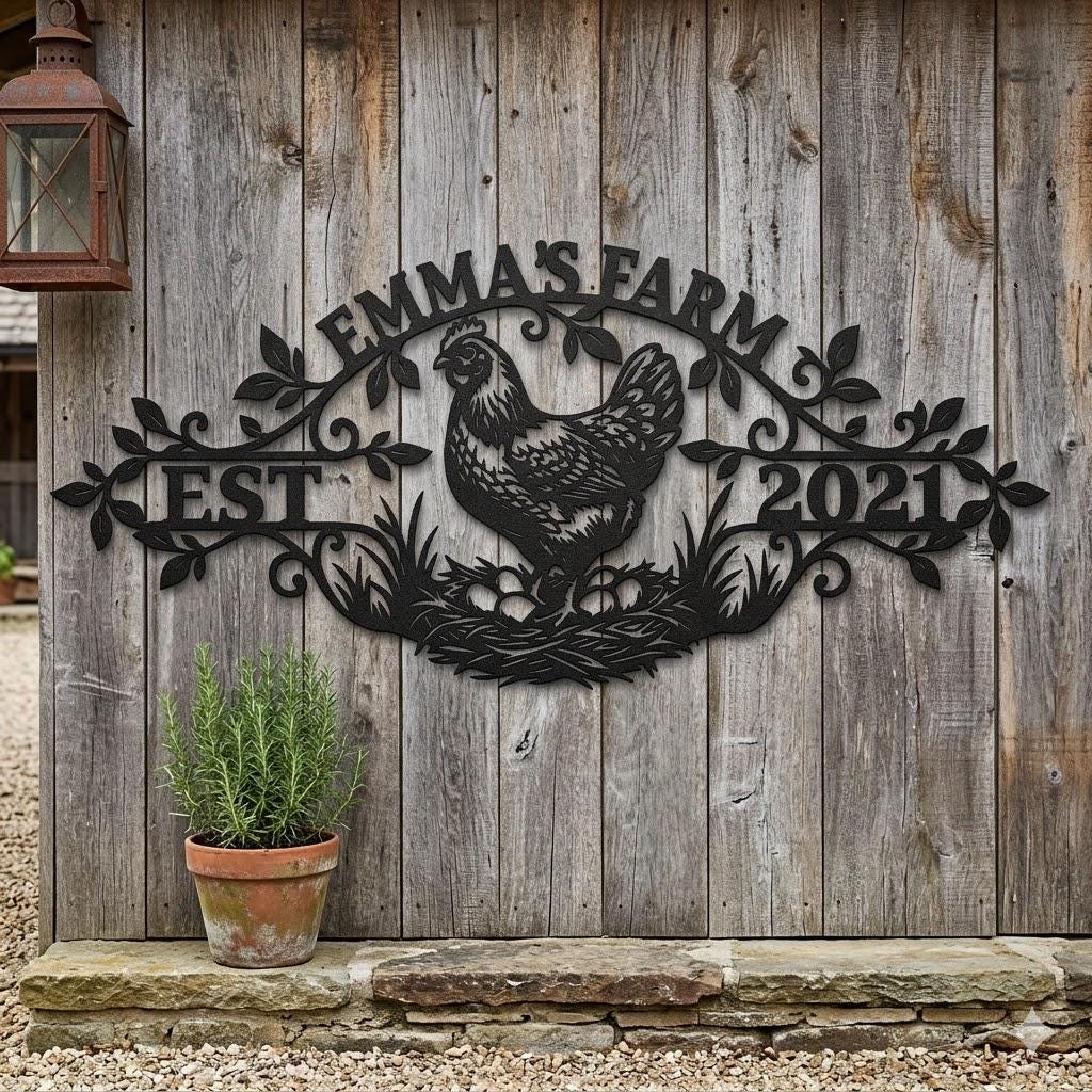 Custom Chicken Farm Metal Sign
