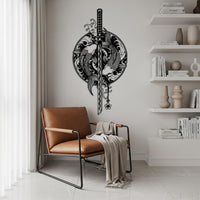 Koi fish with Sword Metal Wall Art