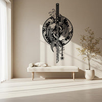 Koi fish with Sword Metal Wall Art