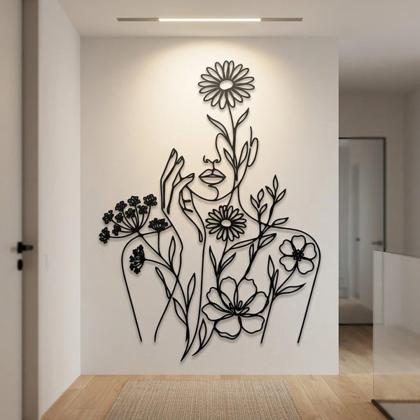 Floral Woman Metal Wall Decor