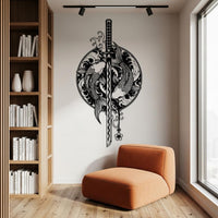 Koi fish with Sword Metal Wall Art