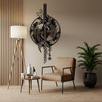 Koi fish with Sword Metal Wall Art