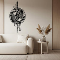 Koi fish with Sword Metal Wall Art