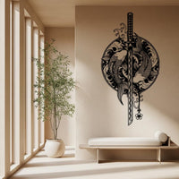 Koi fish with Sword Metal Wall Art