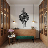 Koi fish with Sword Metal Wall Art