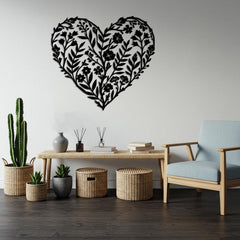 Floral Heart Metal Wall Art