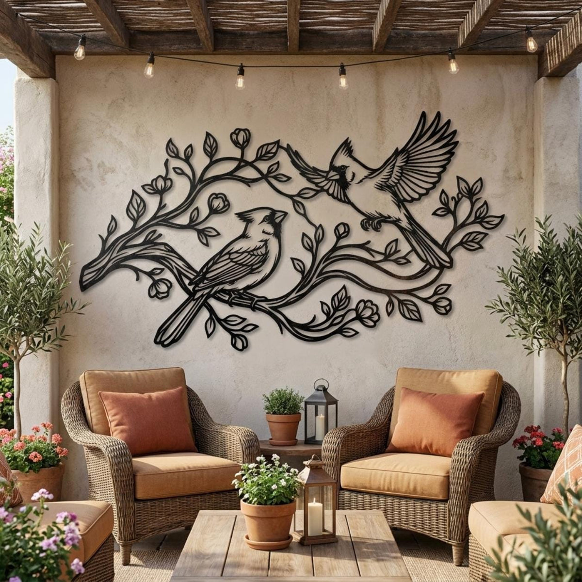 Cardinal Birds Metal Wall Decor