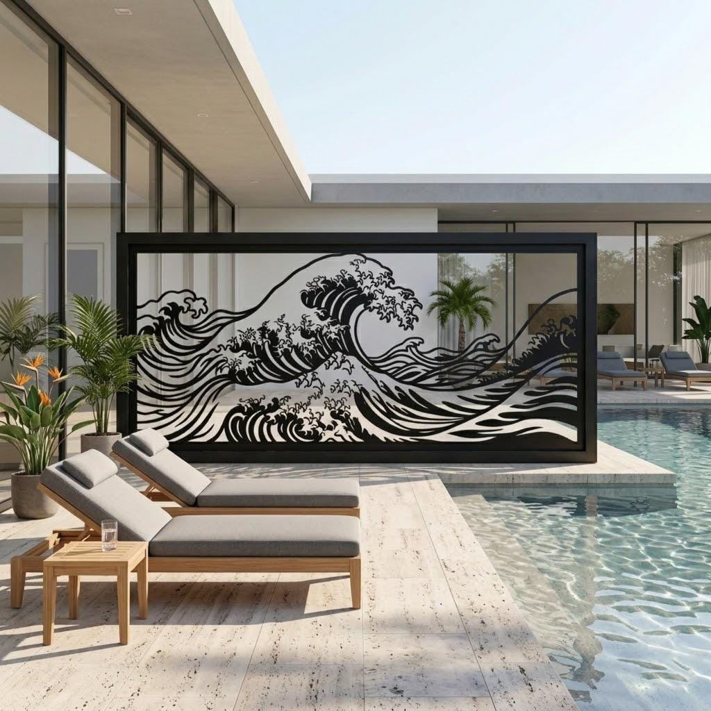 Ocean Wave Metal Privacy Screen
