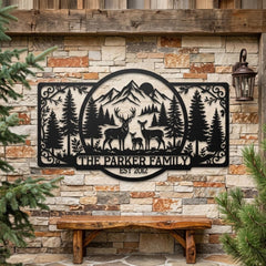 Personalized Deer Family Sign
