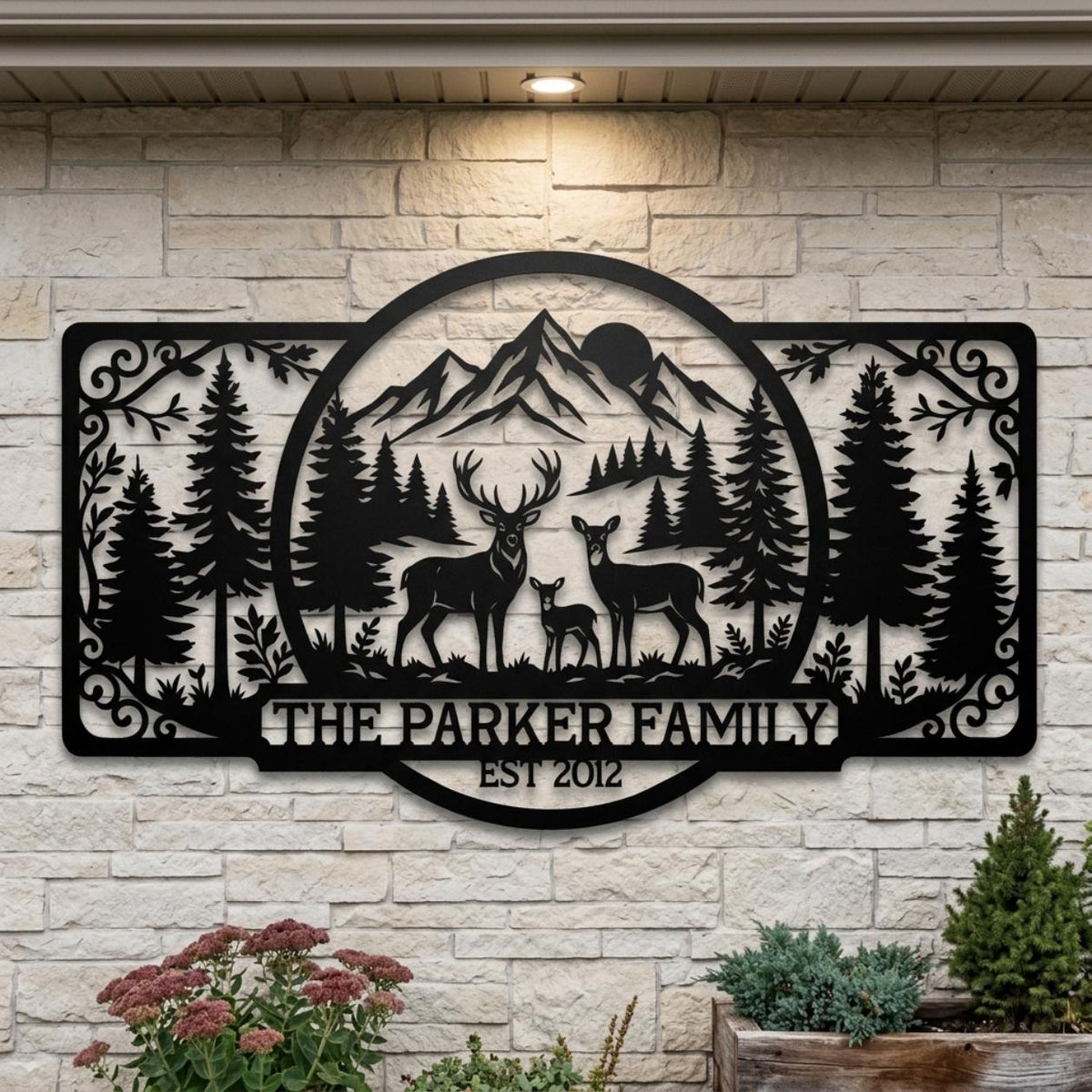 Personalized Deer Family Sign
