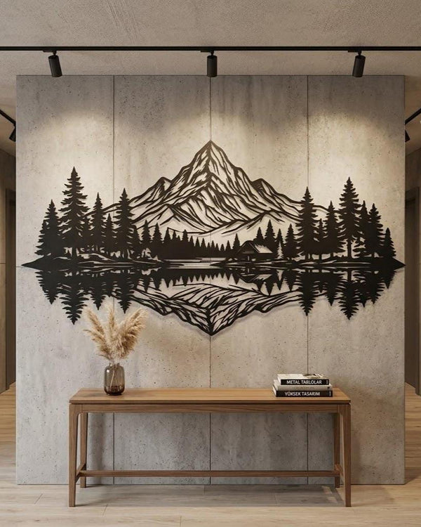 Mountain Lake Reflection Metal Wall Art
