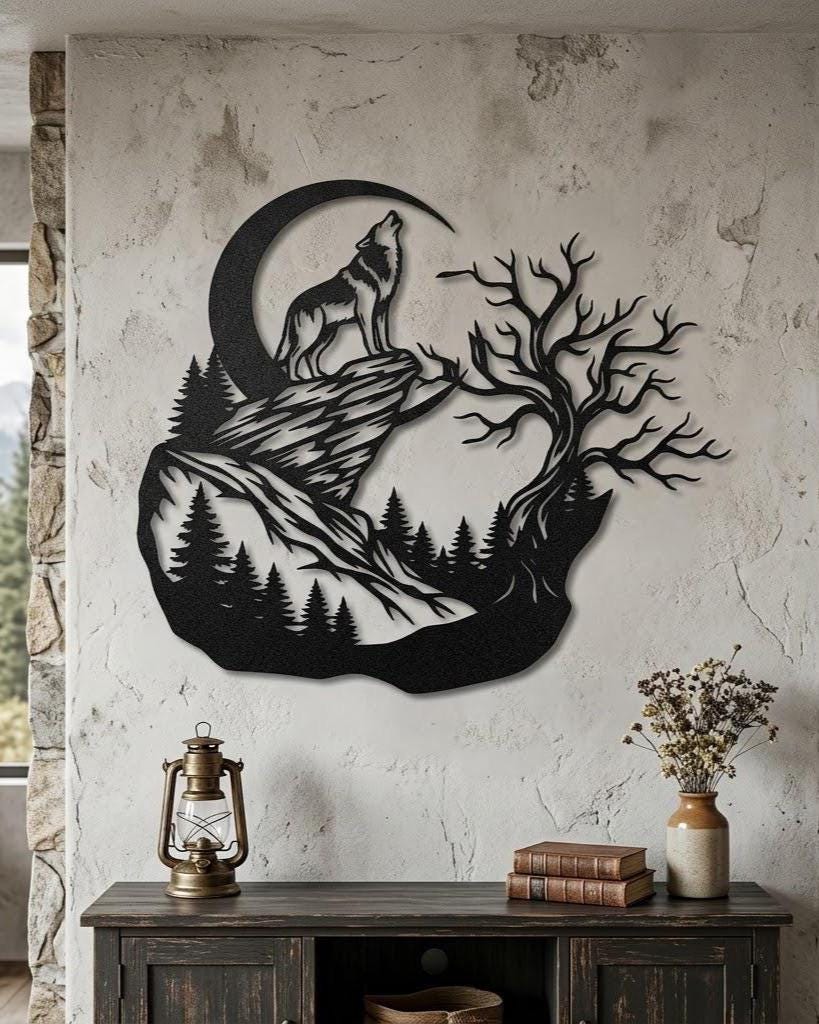 Wolf Metal Sign