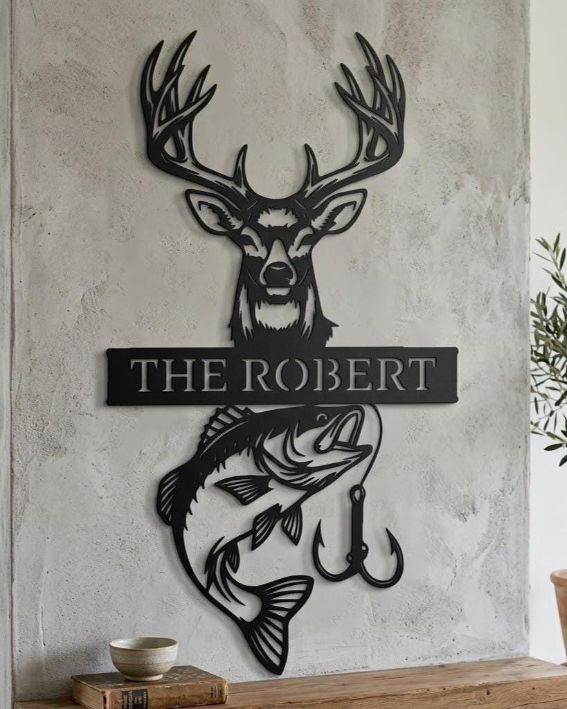 Hunting Fishing Metal Sign