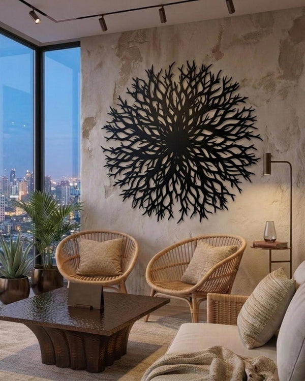 Abstract Round Wall Decor for Fireplace