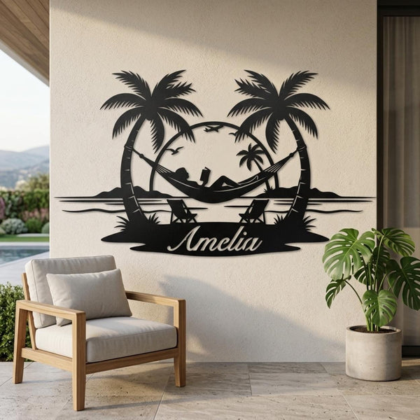 Tropical Hammock Metal Wall Decor