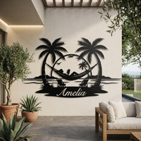 Tropical Hammock Metal Wall Decor