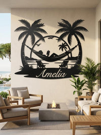 Tropical Hammock Metal Wall Decor