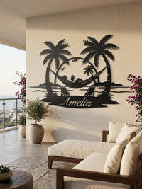 Tropical Hammock Metal Wall Decor