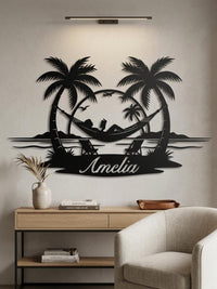 Tropical Hammock Metal Wall Decor