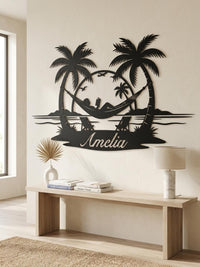 Tropical Hammock Metal Wall Decor