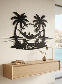 Tropical Hammock Metal Wall Decor