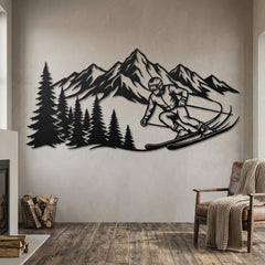 Ski Mountain Metal Wall Decor