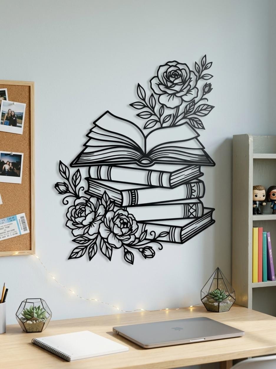 Floral Book Metal Wall Decor