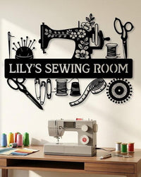 Personalized Sewing Room Metal Sign