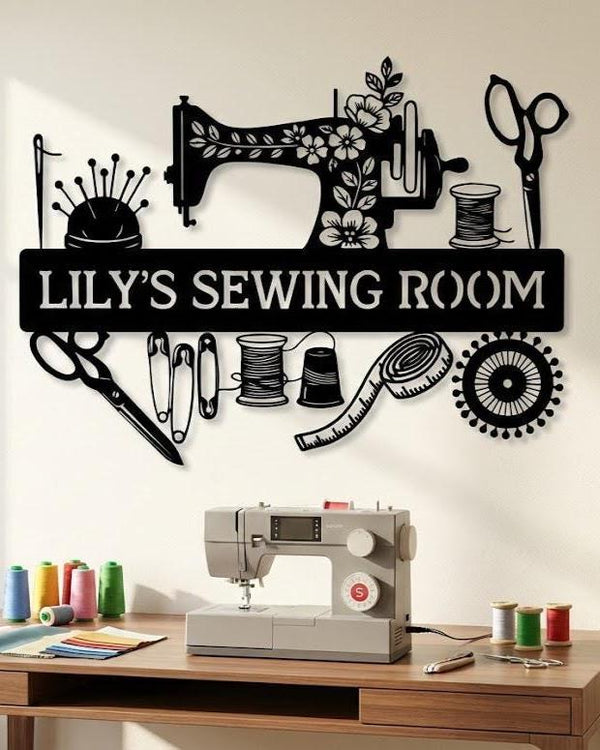 Personalized Sewing Room Metal Sign