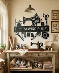 Personalized Sewing Room Metal Sign