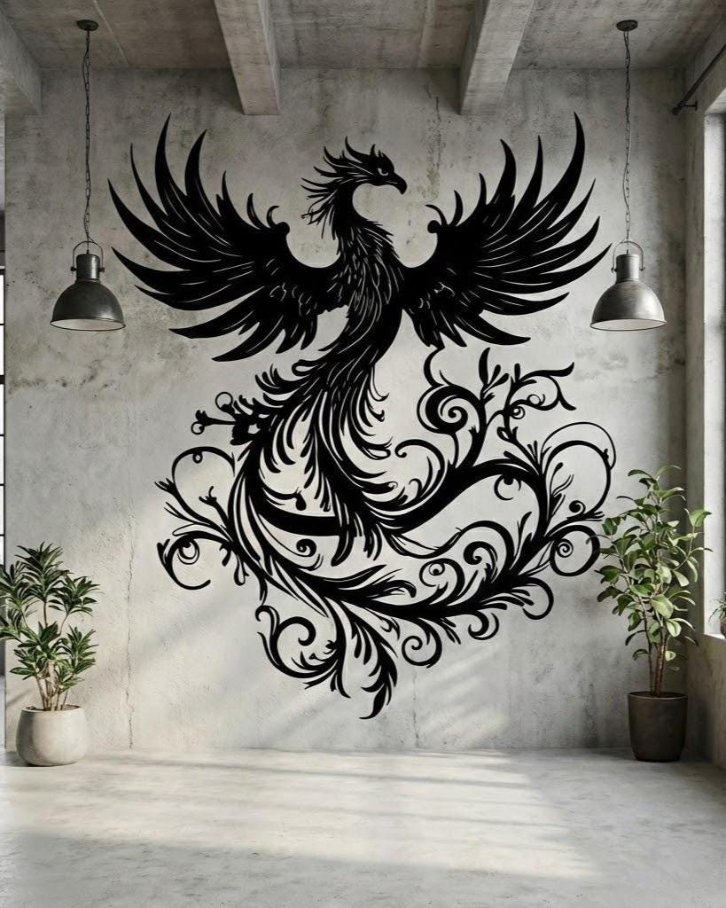 Gothic Phoenix Metal Wall Decor