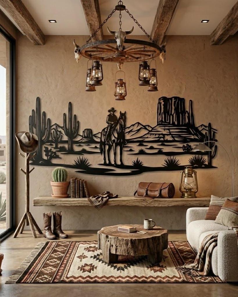 Western Cowboy Desert Metal Wall Art