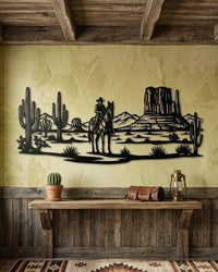 Western Cowboy Desert Metal Wall Art