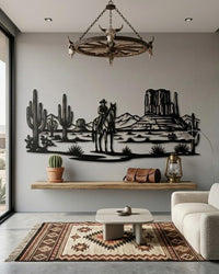 Western Cowboy Desert Metal Wall Art